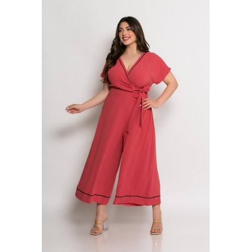 Φόρμα Ολόσωμη Ζιπ Κρουαζέ Με Ζώνη Dusty Pink 2-1383-5