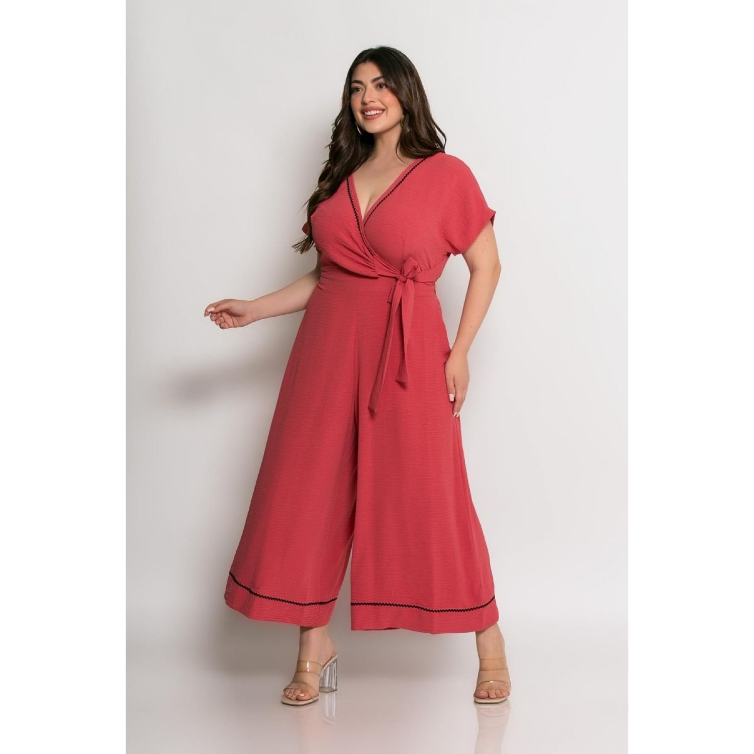 Φόρμα Ολόσωμη Ζιπ Κρουαζέ Με Ζώνη Dusty Pink 2-1383-5