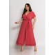 Φόρμα Ολόσωμη Ζιπ Κρουαζέ Με Ζώνη Dusty Pink 2-1383-5