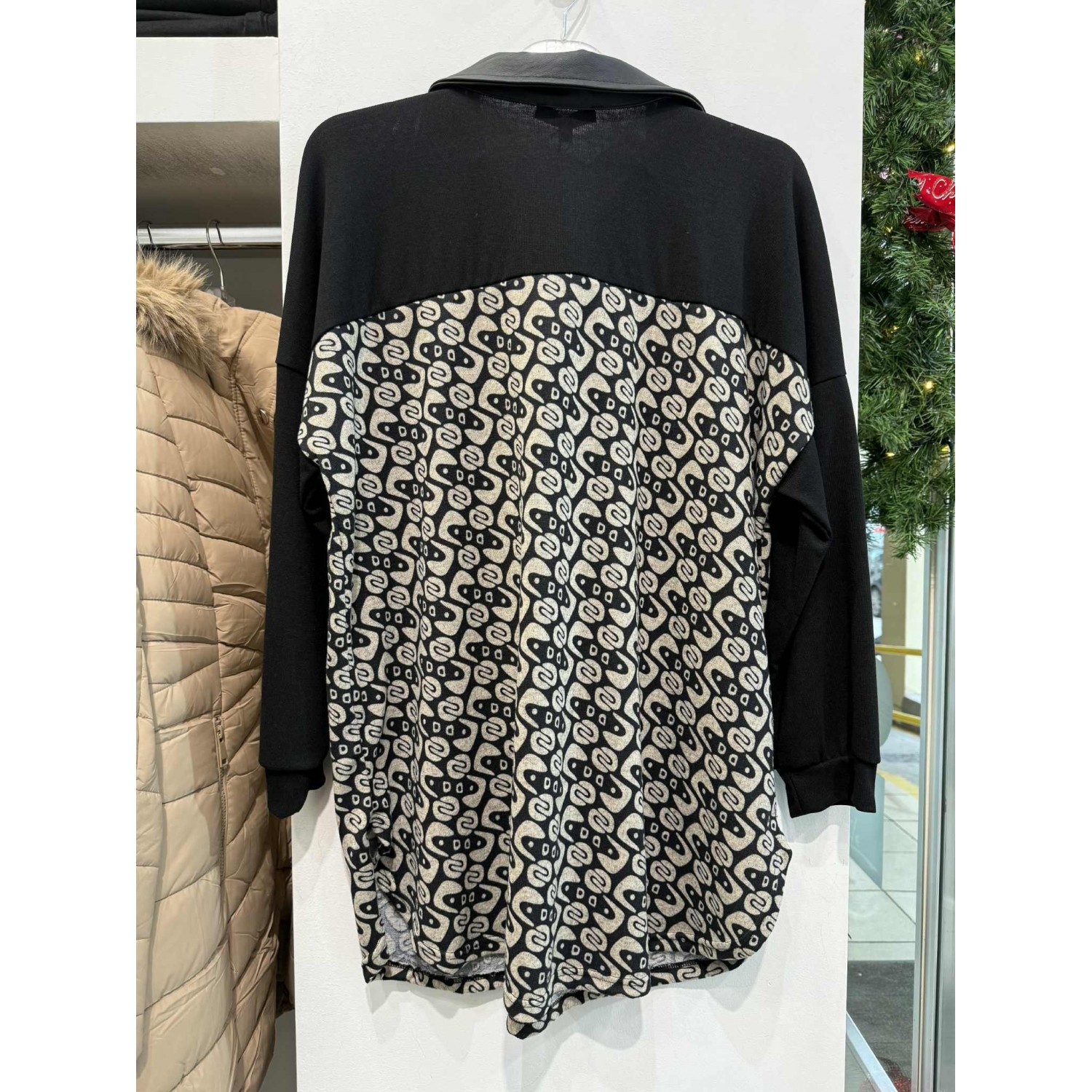 Μπλούζα Oversized Πλεκτή Μαύρο Γκρι