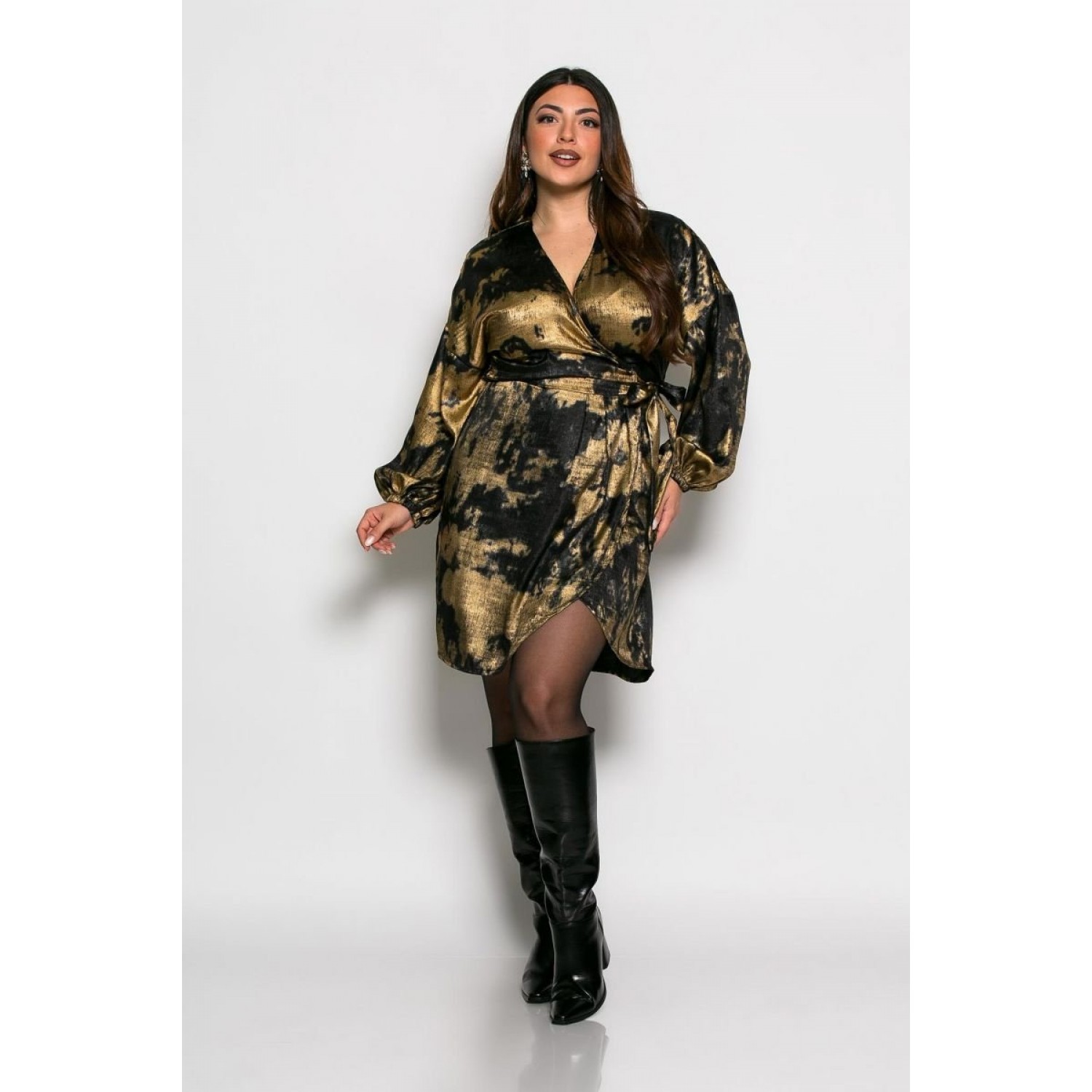 Φόρεμα Sexy Satin Κωδικός: 2-7220-4 Μαύρο Χρυσό