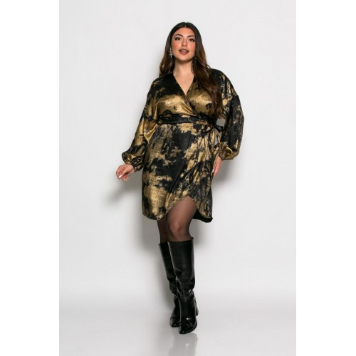 Φόρεμα Sexy Satin Κωδικός: 2-7220-4 Μαύρο Χρυσό