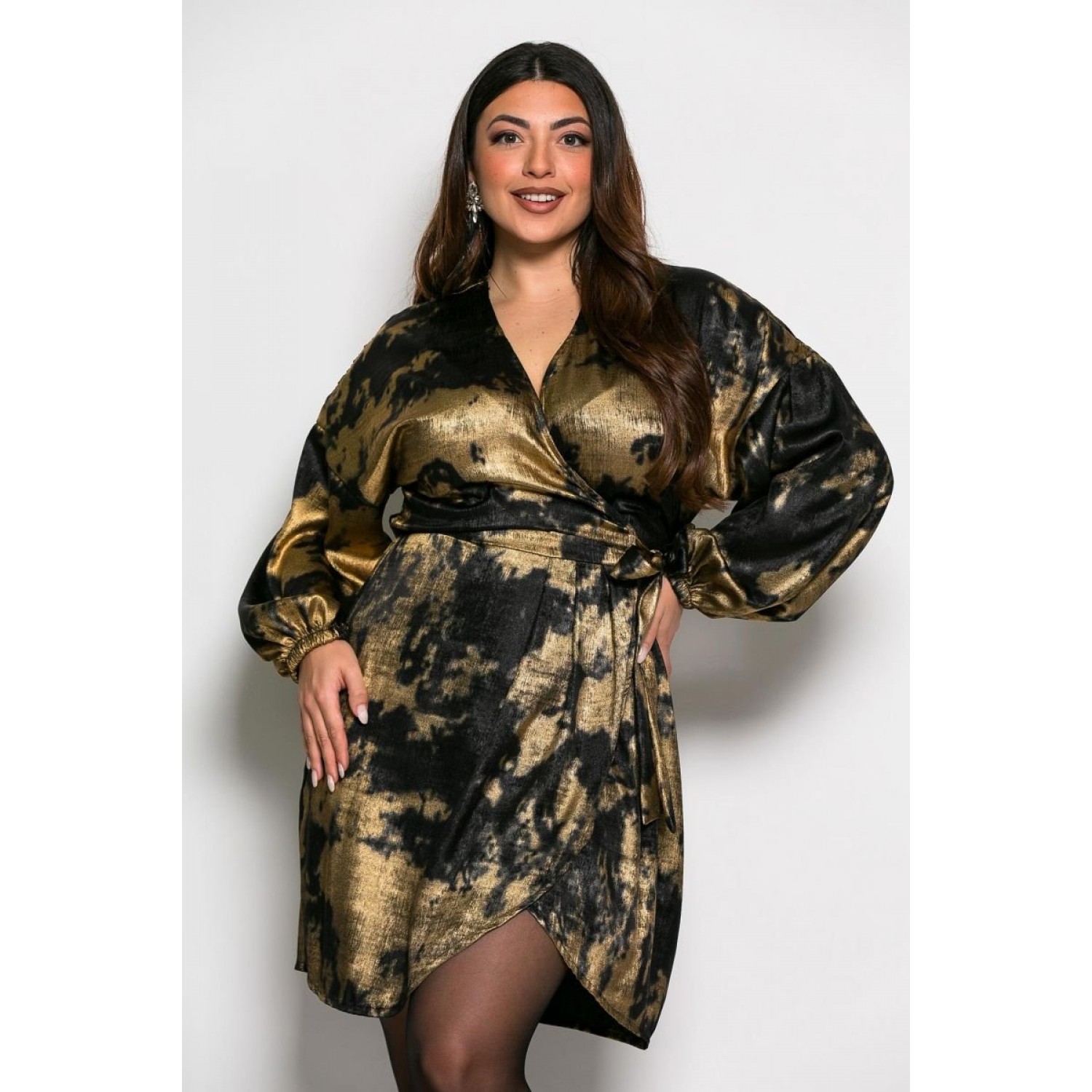 Φόρεμα Sexy Satin Κωδικός: 2-7220-4 Μαύρο Χρυσό