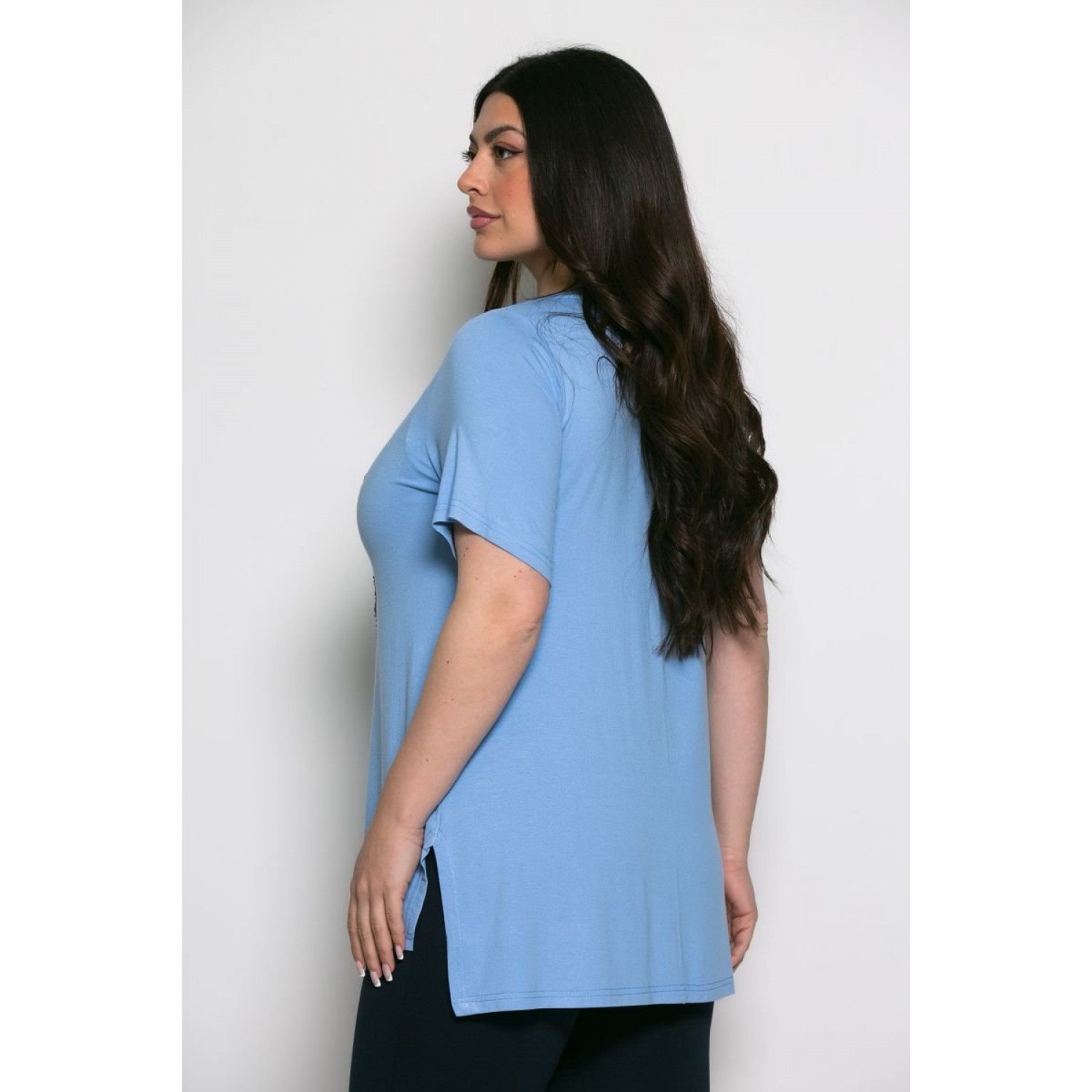 Mπλούζα Chic T-shirt Me Strass Σιέλ