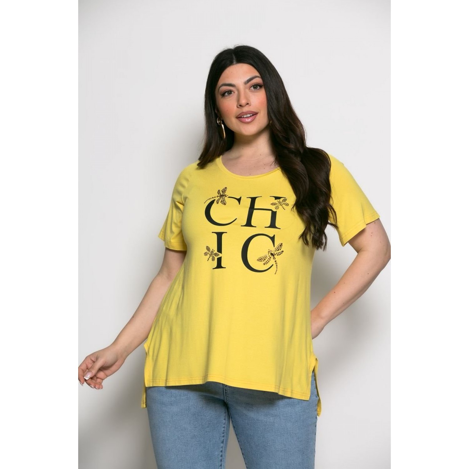 Mπλούζα Chic T-shirt Me Strass Κίτρινο
