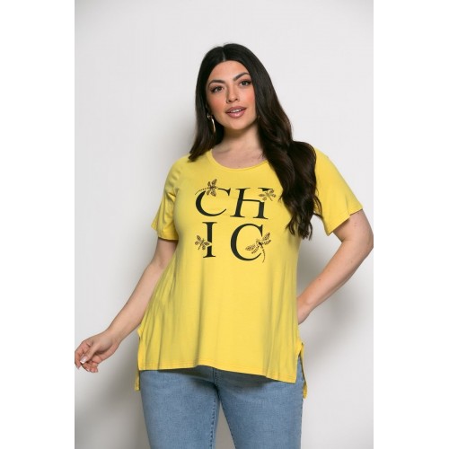 Mπλούζα Chic T-shirt Me Strass Κίτρινο