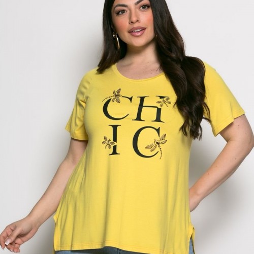 Mπλούζα Chic T-shirt Me Strass Κίτρινο