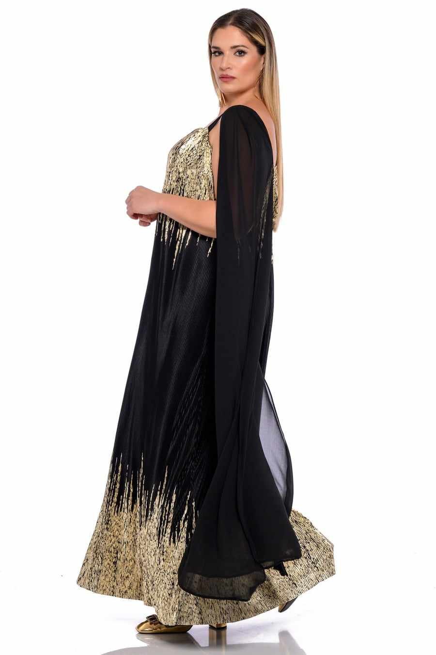 Φόρεμα Lady Gold Κωδικός: 4-0395 Μαύρο Χρυσό
