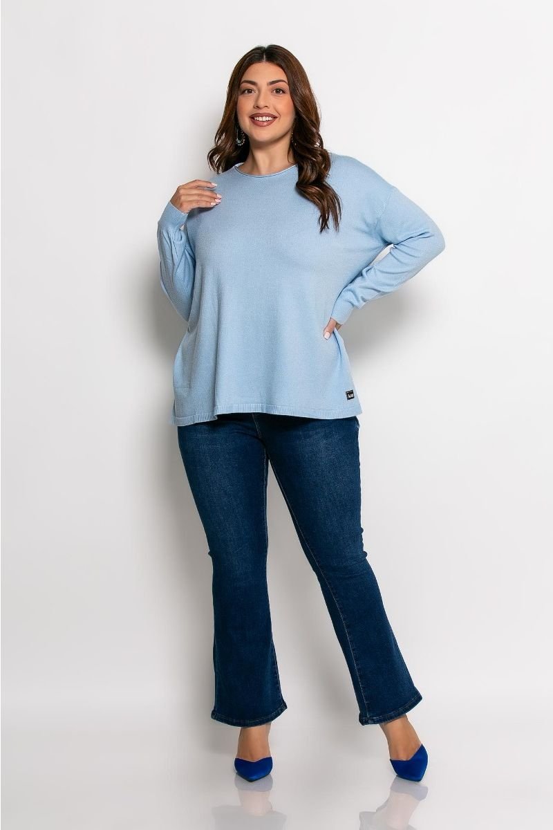 Μπλούζα Pullover Λαιμόκοψη Κωδικός: 2-9448-6 Σιέλ