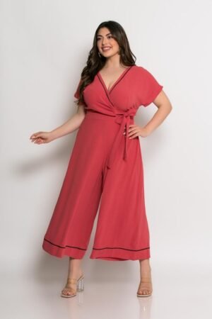 Φόρμα Ολόσωμη Ζιπ Κρουαζέ Με Ζώνη Dusty Pink 2-1383-5