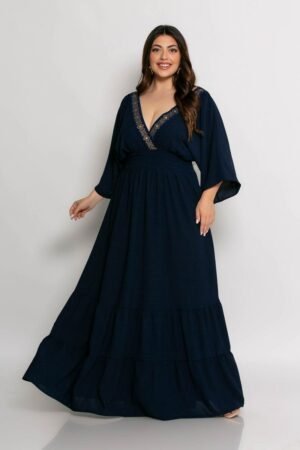 Φόρεμα Aphrodite Κρουαζέ Με Χρυσό Τύπωμα Μπλε 2-7263-2
