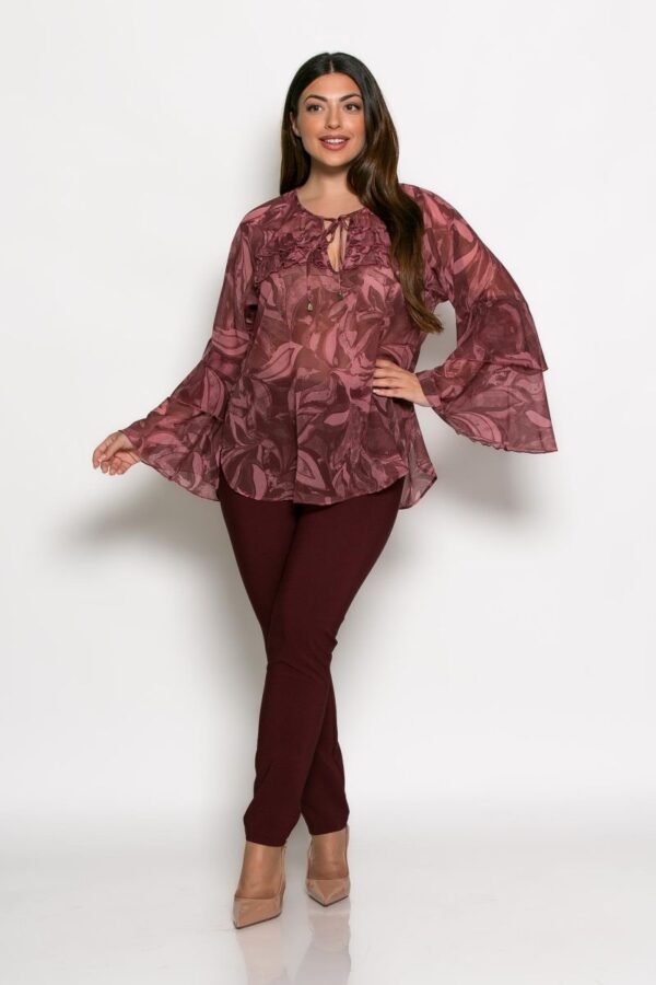 Μπλούζα Victoria Εμπριμέ Με Βολάν Dusty Pink Ροζ Κωδικός:2-3105-3 - Image 3