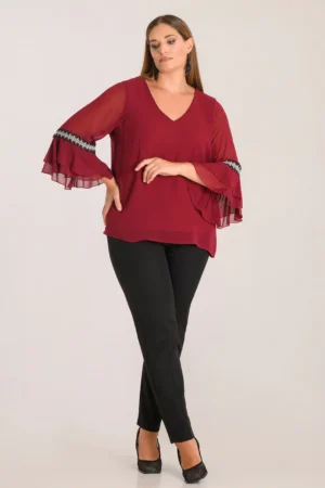 Μπλούζα Μουσελίνα Κωδικός: 4-0912-2 Μπορντό
