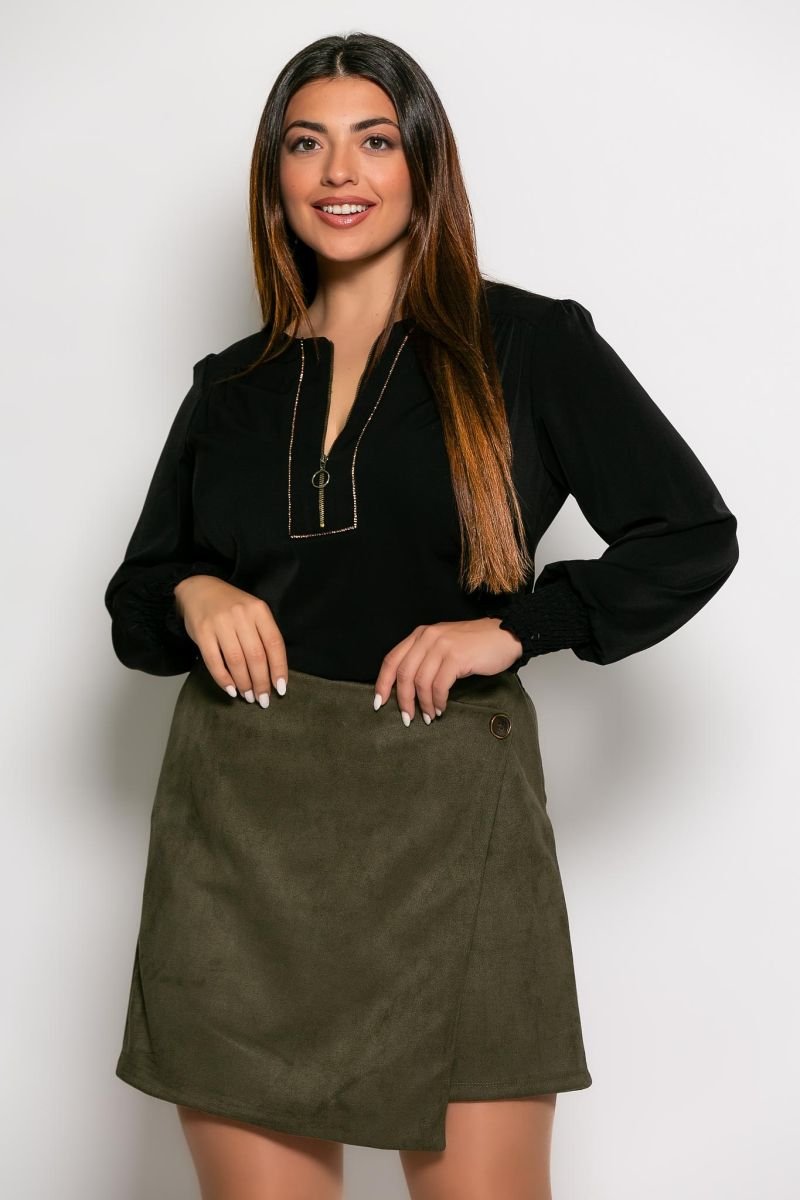 Μπλούζα Με Φερμουάρ Κωδικός: 2-3808-1 Μαύρο