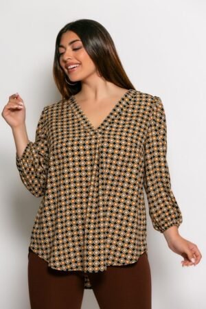 Μπλούζα Siena Με Πιέτα Στο Στήθος Μαύρο Εκάι Κωδικός: 2-3030-32