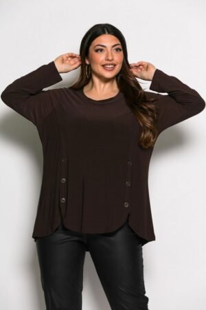 Μπλούζα Wine Ελαστική Κωδικός: 2-3683-2 Καφέ