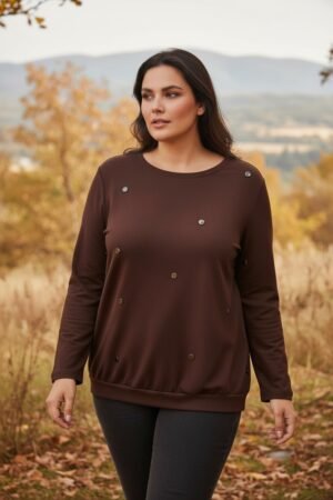 Μπλούζα Πλεκτή Ελαστική Κωδικός: 3-1037-2 Καφέ