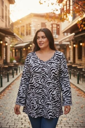 Μπλούζα Πλεκτή Κωδικός: 3-1016-1 Μαύρο Γκρι