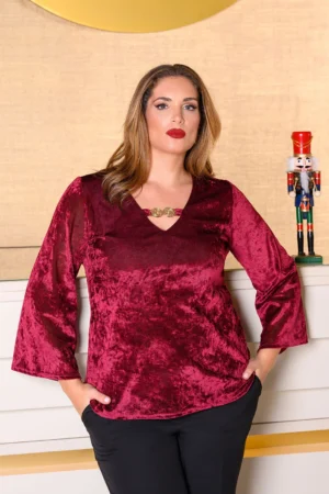 Μπλούζα Βελούδινη Κωδικός: 4-1027-1 Μπορντό