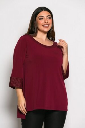 Μπλούζα Jersey Ελαστική Κωδικός: 2-3573-31 Μπορντό Glitter