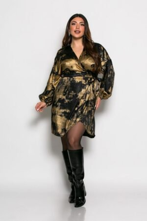 Φόρεμα Sexy Satin Κωδικός: 2-7220-4 Μαύρο Χρυσό