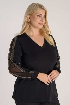 Μπλούζα Τούλι Στράς Κωδικός: 4-3488-1 Μαύρο