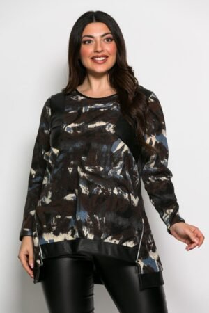 Μπλούζα Πλεκτή Κωδικός: 2-3706-3 Μπλε Γκρι