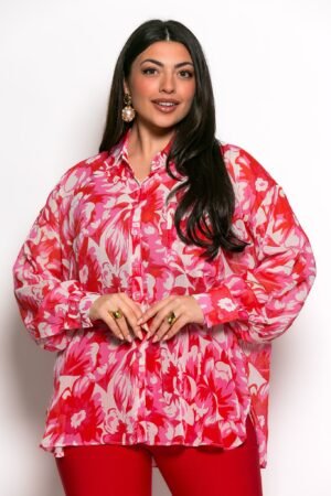 Πουκαμίσα Savina Oversized Φούξια Κόκκινο