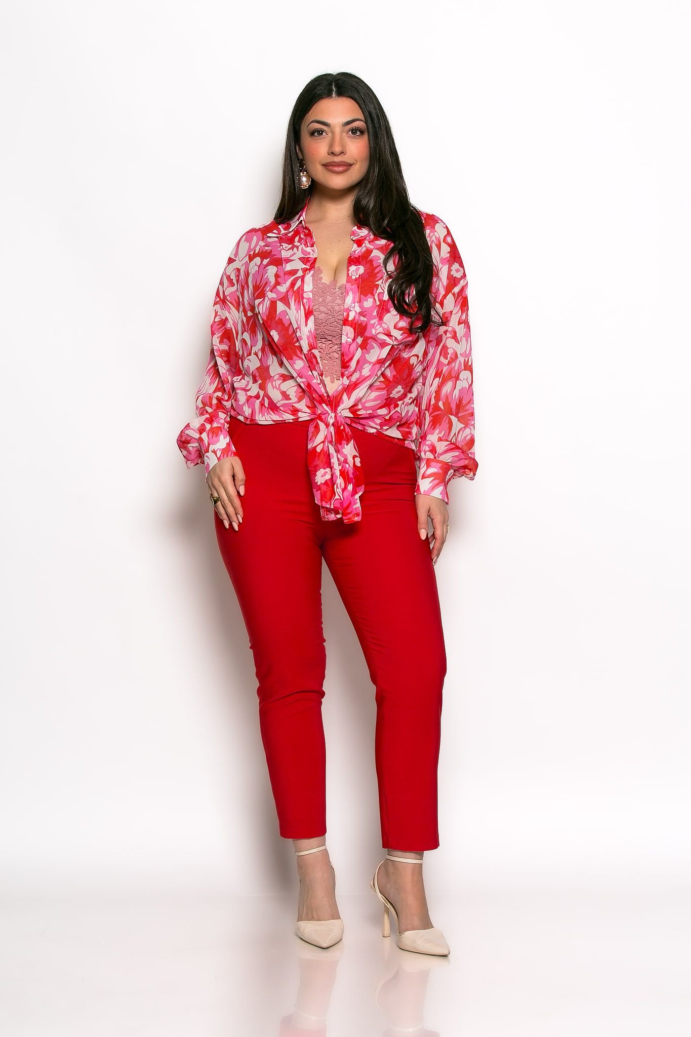 Πουκαμίσα Savina Oversized Φούξια Κόκκινο - Image 4