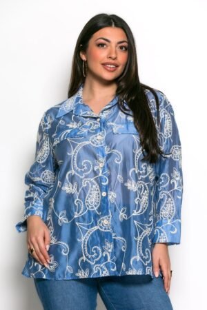 Πουκάμισο Aura Με Κέντημα Σιέλ