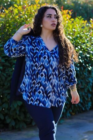 Μπλούζα Aila Με Πιέτα Στο Στήθος Μπλε Ρουα