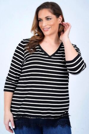 Μπλούζα Ελαστική με δαντέλα Μαύρο