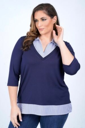 Μπλούζα Βισκόζ Με Πουκάμισο Blue