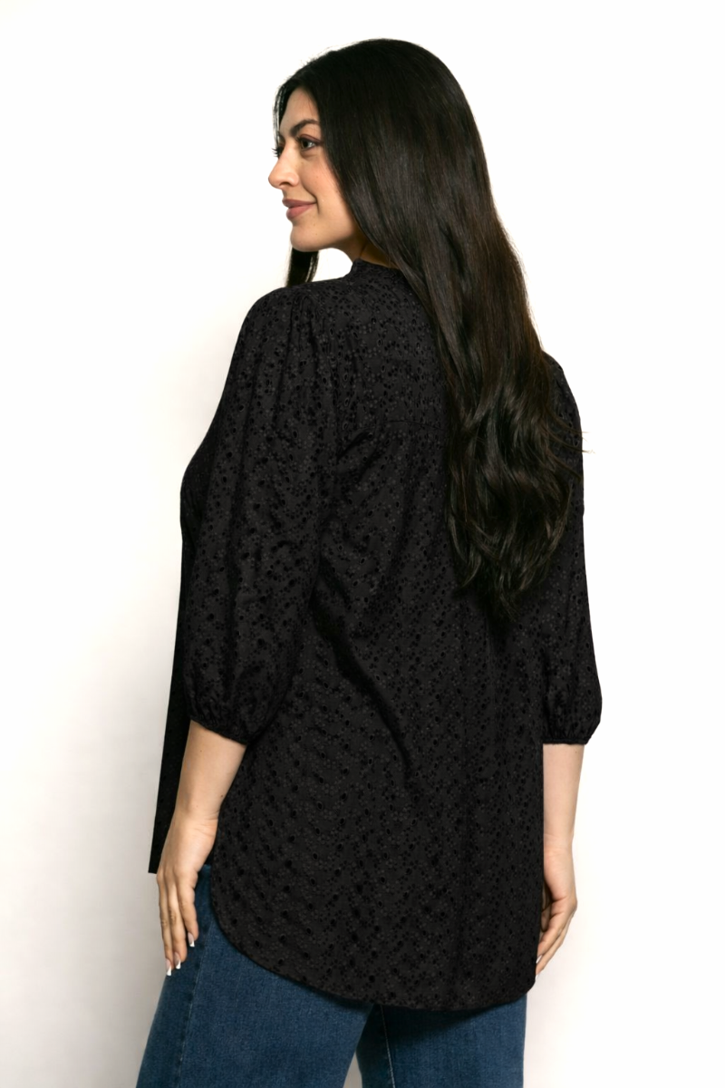 Μπλούζα Whisper Μπροντερί Με Κουμπιά Μαύρο - Image 2