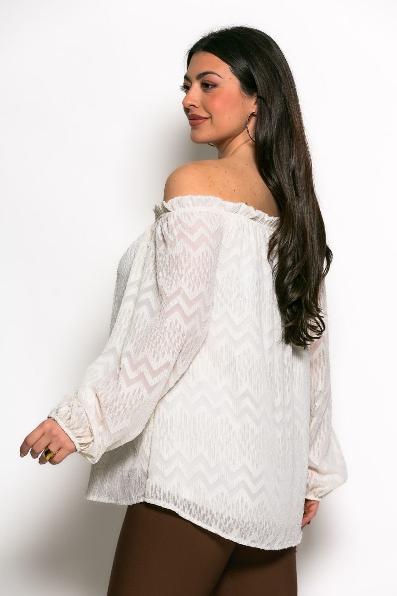 Μπλούζα Oversized Με Λάστιχο Εκρού Χρυσό - Image 2