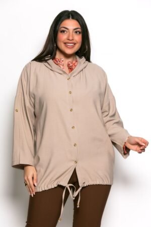 Ζακέτα Simple Με Κουκούλα Μπεζ