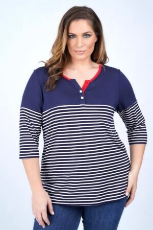 Μπλούζα Βισκόζ Με Ρίγες Blue