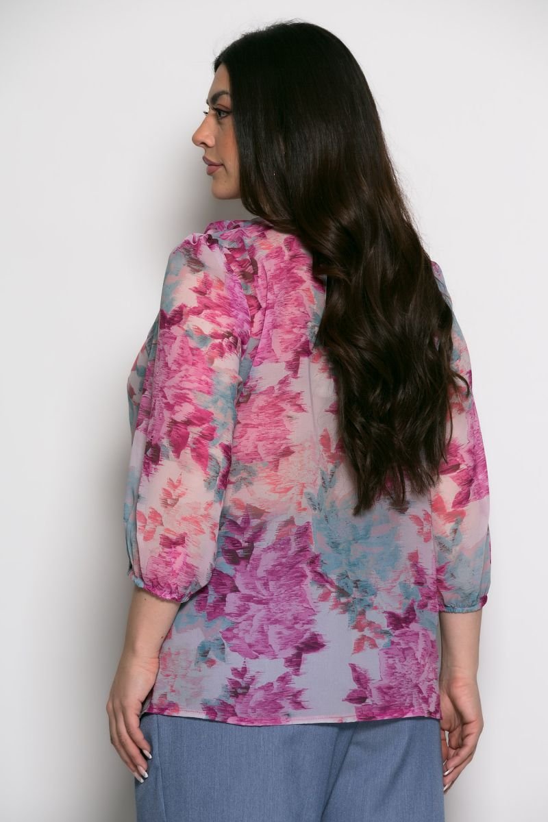 Μπλούζα Spring Vibes Με Βολάν Φούξια Γαλάζιο - Image 2
