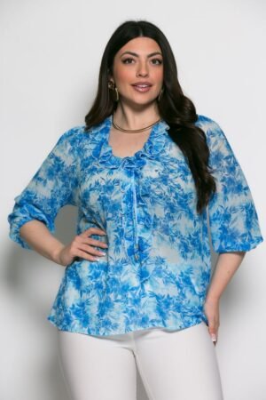 Μπλούζα Spring Vibes Με Βολάν Ρουά Λουλούδια