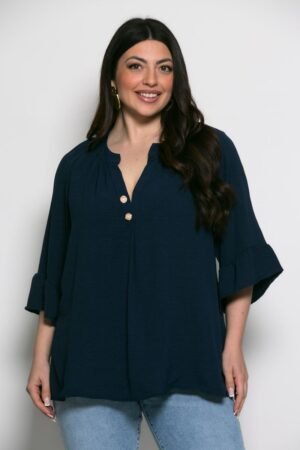 Mπλούζα Sara Oversized Με Τρουακάρ Μανίκια Μπλε