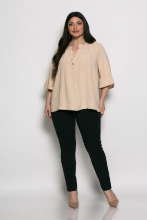 Mπλούζα Sara Oversized Με Τρουακάρ Μανίκια Μπεζ