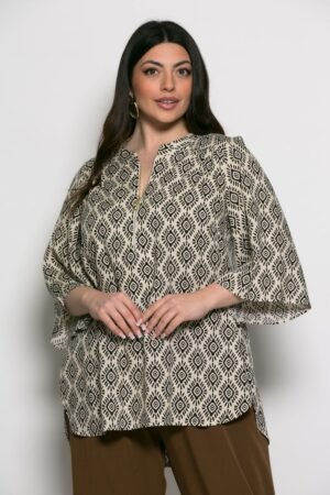 Μπλούζα Celestial Vibe Με Φερμουάρ Μπεζ Μαύρο