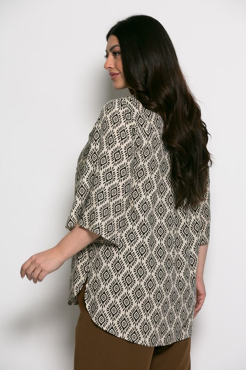 Μπλούζα Celestial Vibe Με Φερμουάρ Μπεζ Μαύρο - Image 2