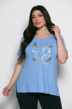 Mπλούζα Chic T-shirt Me Strass Σιέλ