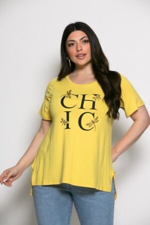 Mπλούζα Chic T-shirt Me Strass Κίτρινο