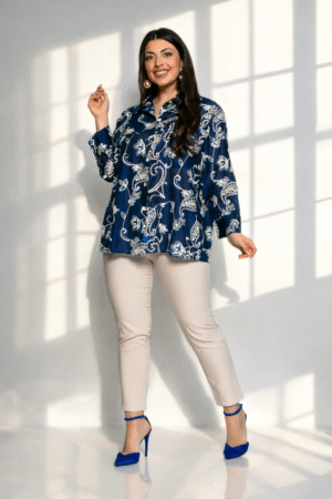 Πουκάμισο Aura Με Κέντημα Μπλε